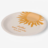 Boho Sunshine Baby shower Yellow Sun Papieren Bordje (Gekanteld)