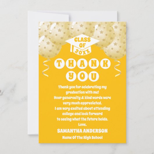 Boho Sunshine Balloons Afstuderen Dank u kaart (Voorkant)