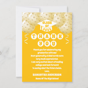 Boho Sunshine Balloons Afstuderen Dank u kaart