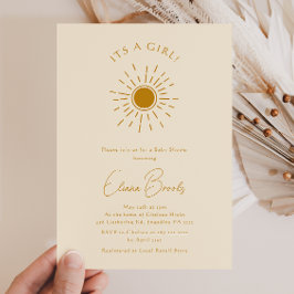Boho Sunshine | Beige Baby shower Het is een meisj Kaart