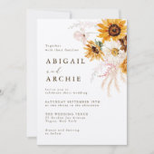 Boho Sunshine Bloemachtige Bruiloft Kaart (Voorkant)