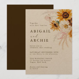 Boho Sunshine Bloemachtige Bruiloft Kaart