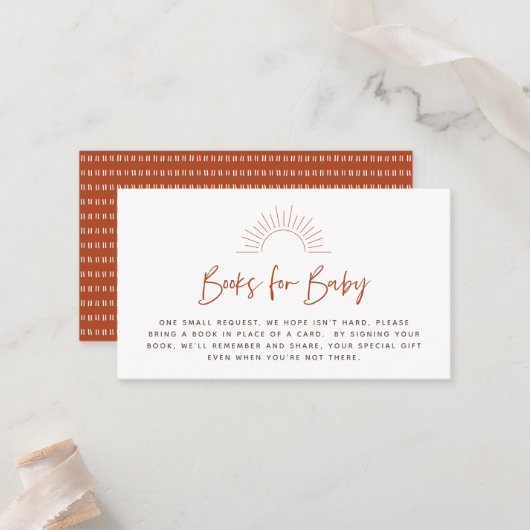 Boho Sunshine Book Request Enclosure Card Plaatskaartje (Voorkant / Achterkant in situ)