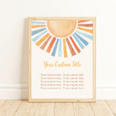 Boho sunshine custom sign sun yellow blue poster