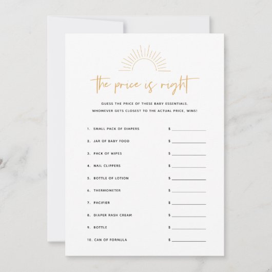 Boho Sunshine De prijs is het juiste Baby shower s Kaart (Voorkant)