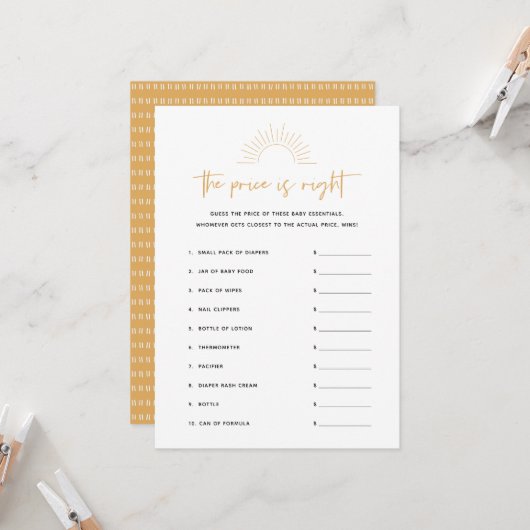 Boho Sunshine De prijs is het juiste Baby shower s Kaart (Voorkant / Achterkant in situ)