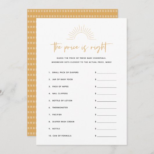 Boho Sunshine De prijs is het juiste Baby shower s Kaart (Voorkant / Achterkant)