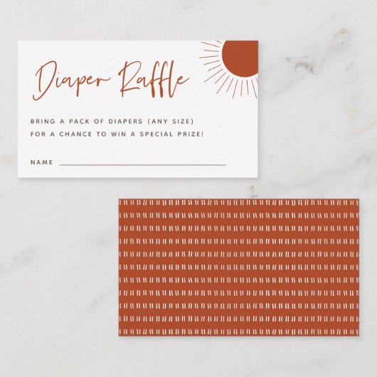 Boho Sunshine Diaper Raffle Enclosure Card Plaatskaartje (Voorkant / Achterkant)