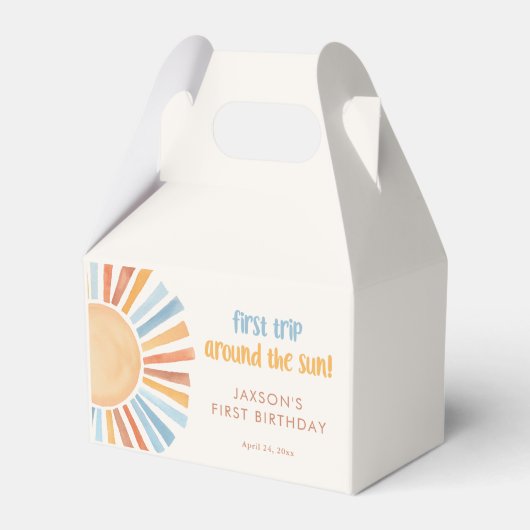 Boho Sunshine Eerste reis rond de zon verjaardag Bedankdoosjes (Achterkant)