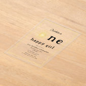 Boho Sunshine Eerste Verjaardag Een Gelukkig Meisj Acryl Uitnodigingen (Laagn)