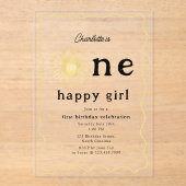 Boho Sunshine Eerste Verjaardag Een Gelukkig Meisj Acryl Uitnodigingen (Voorkant)