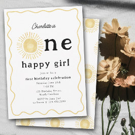 Boho Sunshine Eerste Verjaardag Een Gelukkig Meisj Kaart