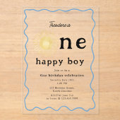 Boho Sunshine Eerste Verjaardag Een Happy Boy Retr Acryl Uitnodigingen (Voorkant)