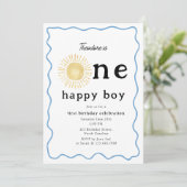 Boho Sunshine Eerste Verjaardag Een Happy Boy Retr Kaart (Staand voorkant)