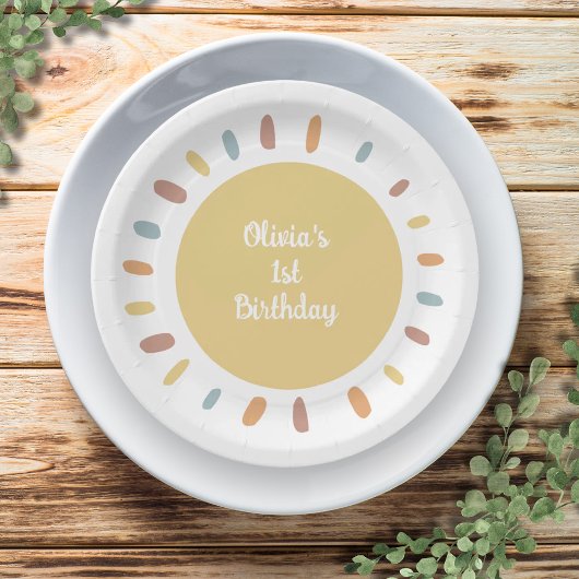 Boho Sunshine eerste verjaardagsfeestje Papieren Bordje