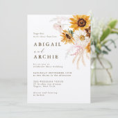 Boho Sunshine Floral Wedding Kaart (Staand voorkant)