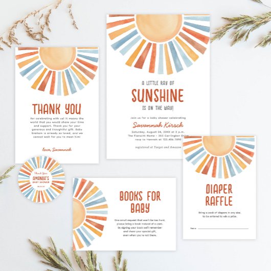 Boho Sunshine Geslacht Neutraal Baby shower Bedankjes Labels