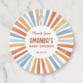 Boho Sunshine Geslacht Neutraal Baby shower Bedankjes Labels (Voorkant)