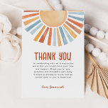 Boho Sunshine Geslacht Neutraal Baby shower Bedankkaart<br><div class="desc">Welkom uw kleine zonnestraal met dit Boho Sunshine Gender Neutral Baby shower Thank You Card met een schattige geel,  goud,  sinaasappel,  blauw en perzik waterverf zonneschijn.</div>