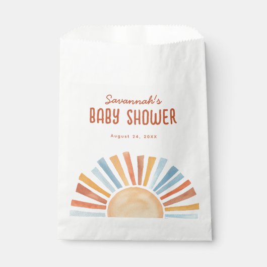 Boho Sunshine Geslacht Neutraal Baby shower Bedankzakje (Voorkant)
