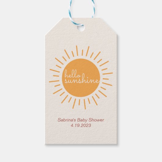 Boho Sunshine Geslacht Neutraal Baby shower Cadeaulabel (Voorkant)