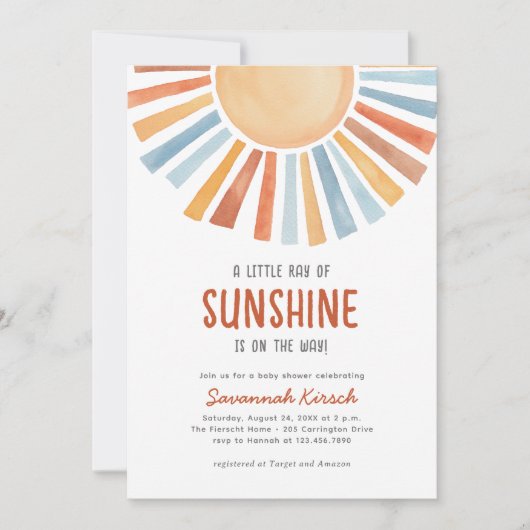 Boho Sunshine Geslacht Neutraal Baby shower Kaart (Voorkant)