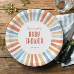 Boho Sunshine Geslacht Neutraal Baby shower Papieren Bordje<br><div class="desc">Welkom uw zonnetje met dit Boho Sunshine Gender Neutral Baby shower Paper Bord met een schattige geel,  gouden,  sinaasappel,  blauw en perzik waterverf zonneschijn.</div>