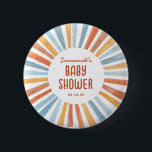 Boho Sunshine Geslacht Neutraal Baby shower Ronde Button 5,7 Cm<br><div class="desc">Welkom uw zonnetje met deze Boho Sunshine Gender Neutral Baby shower Button met een schattige geel,  goud,  sinaasappel,  blauw en perzik waterverf zonneschijn.</div>