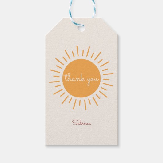 Boho Sunshine Geslacht Neutraal Bedankt Cadeaulabel (Voorkant)