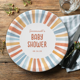 Boho Sunshine Geslachtsneutrale Baby Shower Papieren Bordje