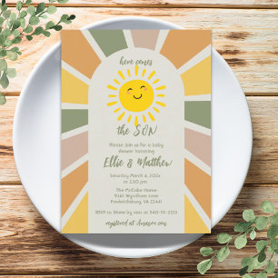 Boho Sunshine hier komt het Son Baby shower Kaart