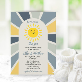Boho Sunshine hier komt het Son Baby shower Kaart
