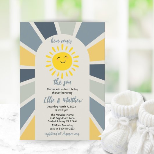 Boho Sunshine hier komt het Son Baby shower Kaart