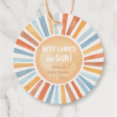 Boho sunshine Hier komt het Sun baby shower Bedankjes Labels (Voorkant)