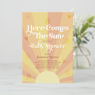 Boho Sunshine I Retro Peace and Love Baby shower Kaart