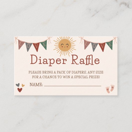 Boho Sunshine Luier Raffle Baby shower Informatiekaartje (Voorkant)