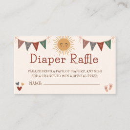 Boho Sunshine Luier Raffle Baby shower Informatiekaartje