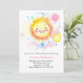 Boho Sunshine Meisje Baby shower Kaart (Staand voorkant)