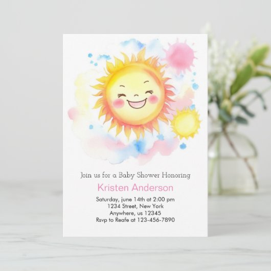Boho Sunshine Meisje Baby shower Kaart (Staand voorkant)