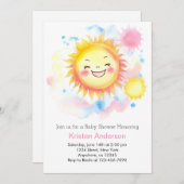 Boho Sunshine Meisje Baby shower Kaart (Voorkant / Achterkant)