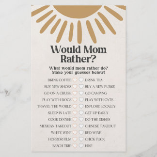 boho sunshine moeder liever baby shower spel
