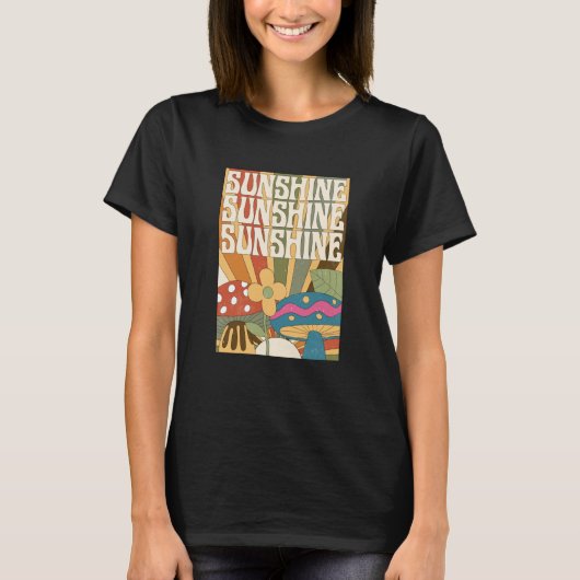 Boho Sunshine Mushroom Plant Flower Garden Foragin T-shirt (Voorkant)