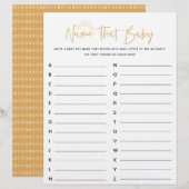 Boho Sunshine Name Dat Baby shower Game (Voorkant / Achterkant)