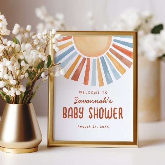 Boho Sunshine Neutral Baby Shower Welcome Sign Foto Afdruk