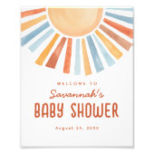 Boho Sunshine Neutral Baby Shower Welcome Sign Foto Afdruk (Voorkant)