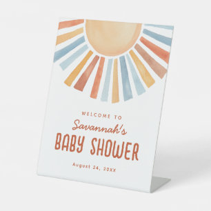 Boho Sunshine Neutral Baby shower Welkom Reclamebord Met Voetstuk