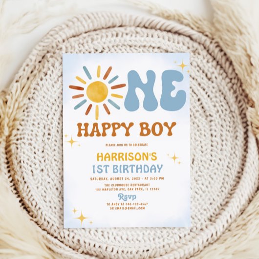 Boho Sunshine One Happy Boy Verjaardag Kaart