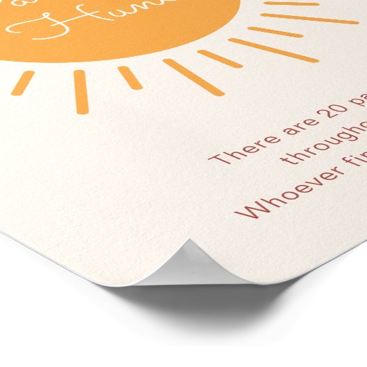 Boho Sunshine Pacifier Hunt Shower Game Poster (Hoek)