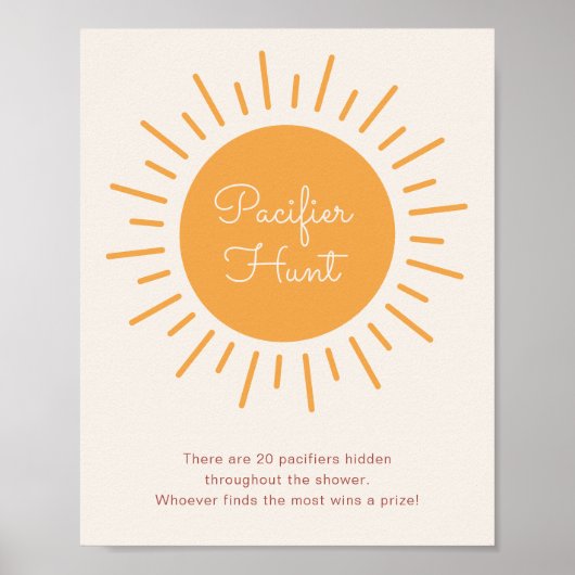 Boho Sunshine Pacifier Hunt Shower Game Poster (Voorkant)