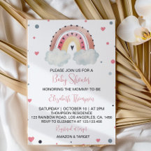 Boho Sunshine Rainbow Baby shower Invitation
